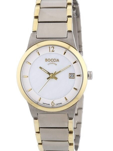 Boccia Ladies Quartz Watch with Two-Tone Titanium Case and Bracelet, Sapphire Crystal #3223-02