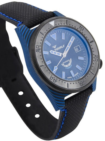 Squale 600 Meter Swiss Made Automatic Dive Watch with 42mm Carbon Fiber Case  #T183BL