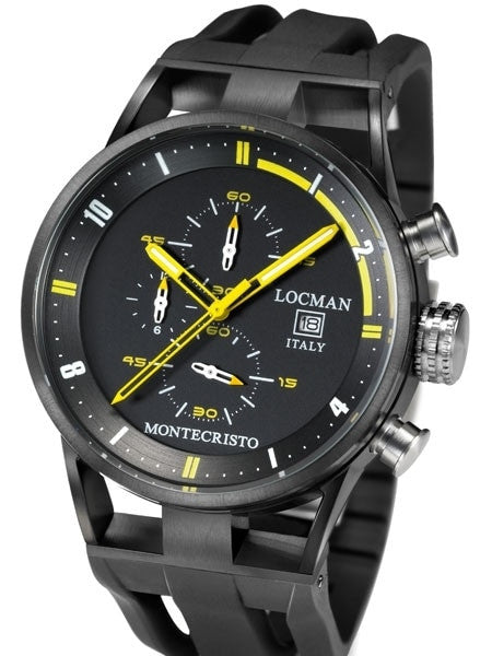 Locman Montecristo 100 Meter Quartz Chronograph Watch with Black PVD 44mm Case #0510BKBKFYL0GOK