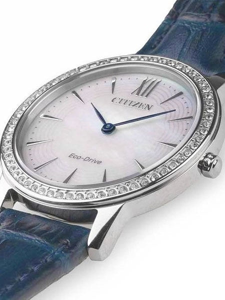 Citizen Ladies Eco-Drive Watch with MOP Dial and Swarovski Crystals #EX1480-15D