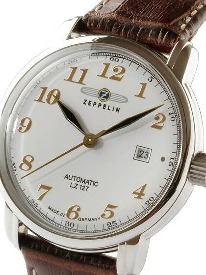 Graf Zeppelin Automatic, Date Watch with Gold Tone Applied Numbers #7656-1