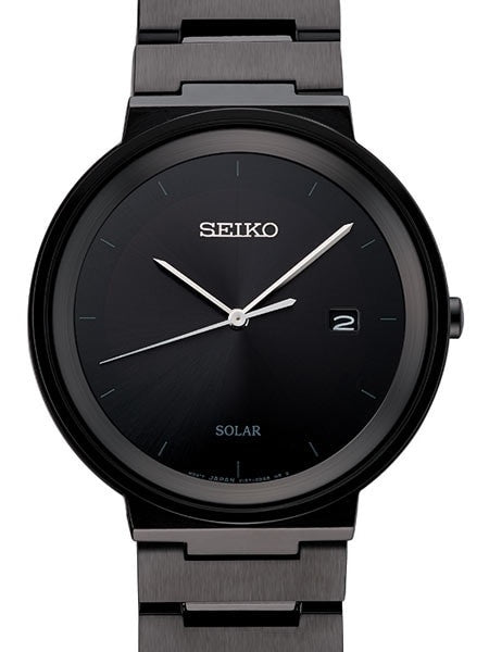 Seiko Sleek Solar Watch with 40mm Black Ion Stainless Steel Case #SNE481