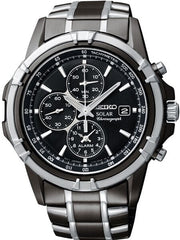 Seiko Essentials Solar IP Chronograph and Alarm with Black Dial #SSC143