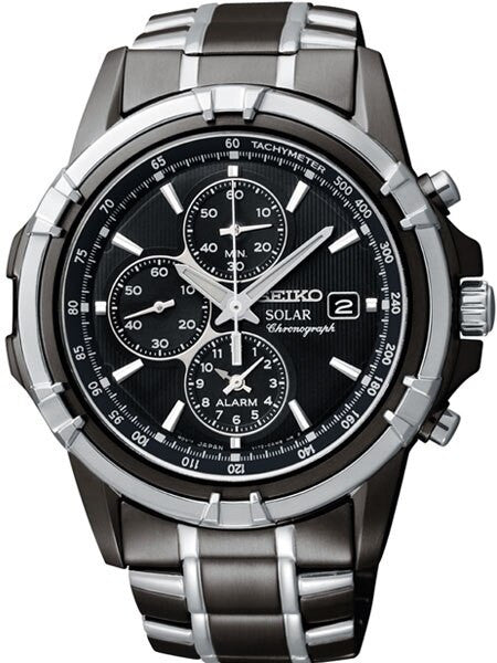 Seiko Essentials Solar IP Chronograph and Alarm with Black Dial #SSC143