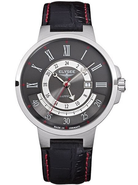 Elysee Marathon Swiss Quartz Dress GMT Dual Time Watch with Sapphire Crystal #17006E