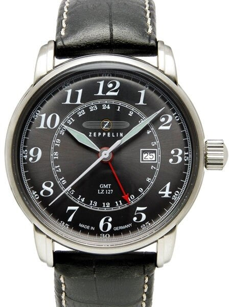 Graf Zeppelin Dual Time, GMT Watch  with Red 24-hr Hand. #7642-2