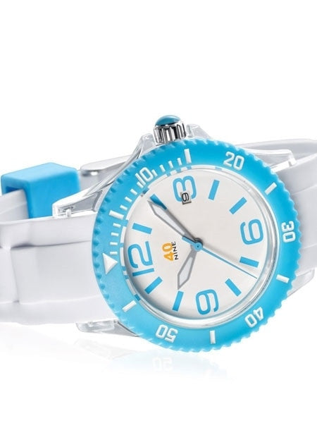 40Nine Clear Plastic 41.5mm Case with White Silicone Rubber Strap #40NINE03-SKYBLUE3