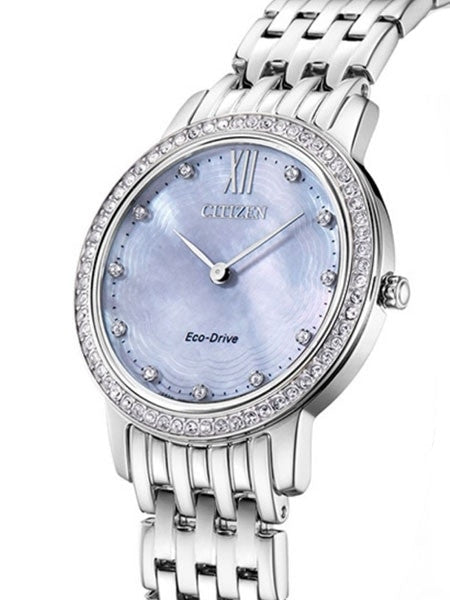 Citizen Ladies Eco-Drive Watch with MOP Dial and Swarovski Crystals #EX1480-82D