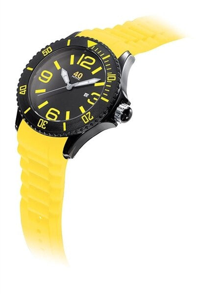 40Nine Black Plastic 41mm Case with Yellow Silicone Rubber Strap #40NINE03-BLACK-LEMON
