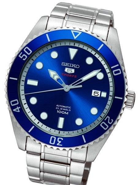 Seiko 5 Sports Automatic 23-Jewel Watch with Blue Dial and