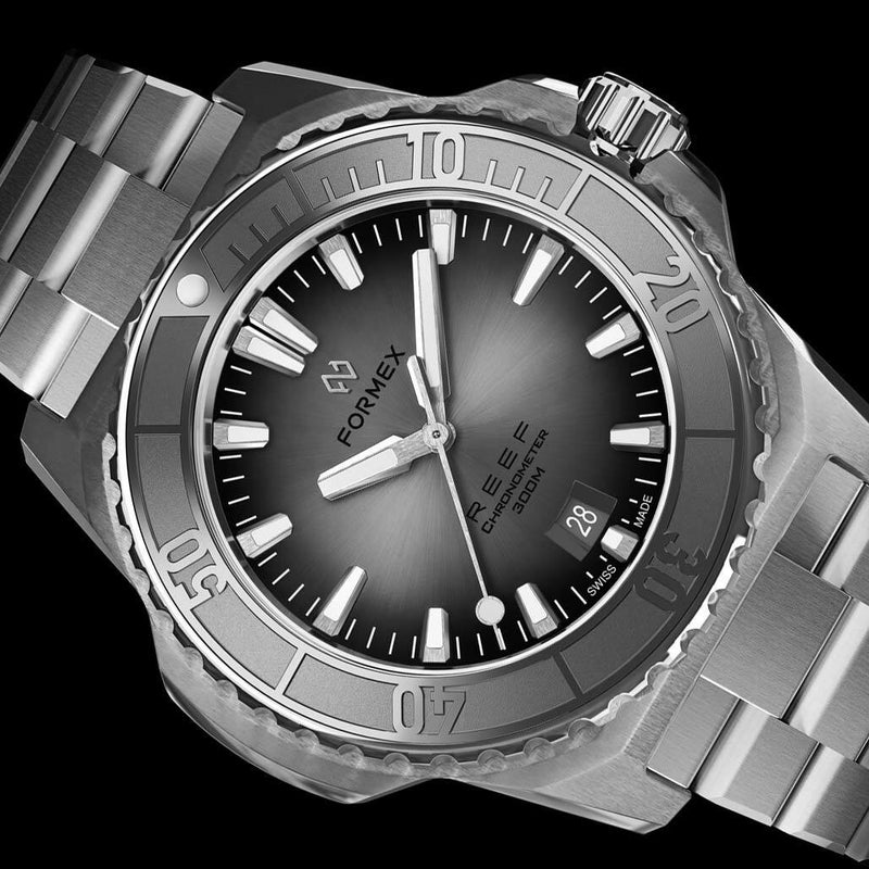 Formex REEF Swiss Automatic Chronometer Dive Watch with Sunburst Grey Dial #2200-1-6341-100
