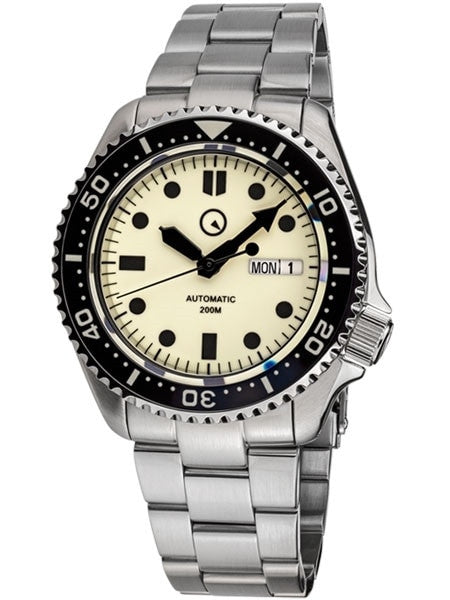 Islander Luminous Dial Automatic Dive Watch with Solid-Link Bracelet, AR Sapphire Crystal, and Luminous Ceramic Bezel Insert #ISL-61