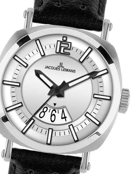 Jacques Lemans Lugano 42MM Quartz Watch with a Silver Dial and Open Date #1-1740B