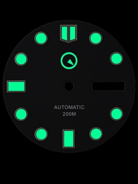 Black Dial with SuperLuminova for Seiko 7S26, NH36 and 4R36 Movements #D01