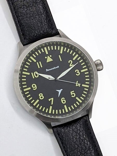 Messerschmitt Triple-X Fliegeruhr Watch with Black Leather Strap #ME-65AQ