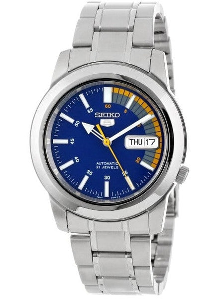 Seiko 5 Automatic Blue Dial Watch with Stainless Steel Bracelet #SNKK27