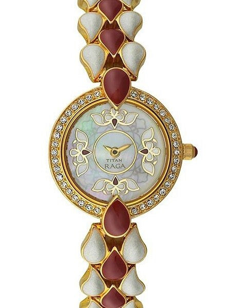 Titan Ladies Raga Jewelry Inspired Gold-Tone Quartz Watch with Bracelet #9747YM01