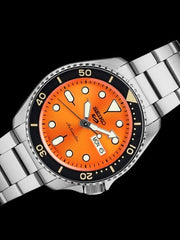 Seiko 5 Sports 24-Jewel Automatic Watch with Orange Dial and SS Bracelet #SRPD59