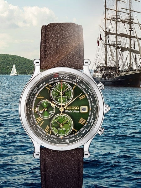 Seiko limited edition, world time alarm watch with 40mm Stainless