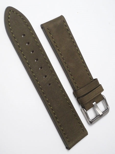 Panerai-Style Suede Olive Green Leather Strap with Matching Stitching #EBV-03870