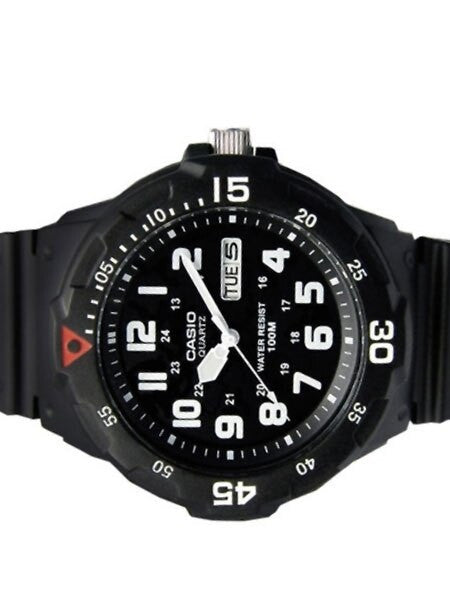 Casio Black Resin Quartz Analog Diver-Style Watch with Rotating Bezel #MRW-200H-1B