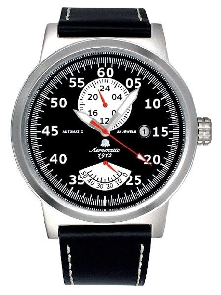Aeromatic 1912 Aviator Watch with Power Reserve Indicator and 24-hr Sub-Dial #A1358