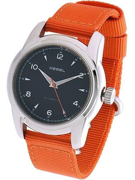 HEMEL Arrowhead Automatic Military-Styled Watch with Matte Black Dial and Sapphire Crystal #HM3