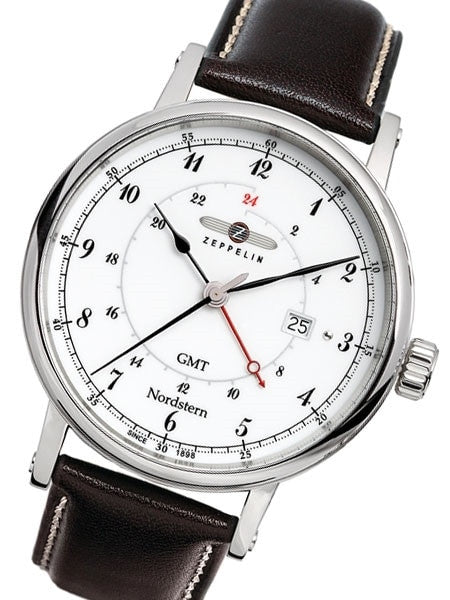 Scratch and Dent - Graf Zeppelin Nordstern Series Swiss Quartz GMT Watch with Coin-Edge Case #7546-1