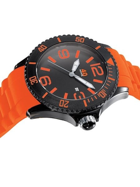 40Nine Black Plastic 41.5mm Case with Orange Silicone Rubber Strap #40NINE03-BLACK-TANG