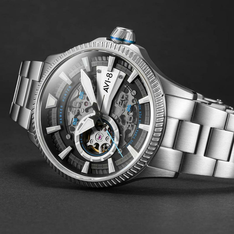 AVI-8 Hawkeye Hunter Blue Diamonds, Automatic Pilot Watch, AR Sapphire Crystal #AV-4078-11