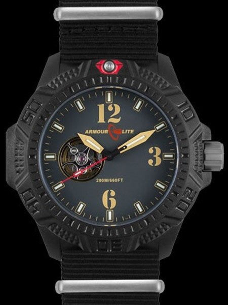Armourlite Automatic Watch with Tritium Illumination, 47mm Polycarbonate Case and Military Strap #AL1201