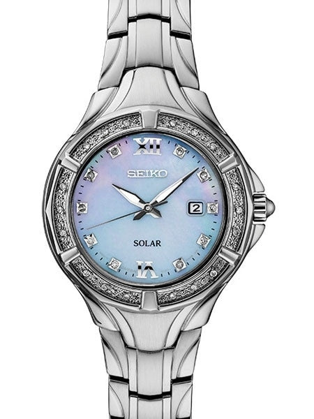 Seiko Women's Solar Dress Watch with 28 Diamonds and Mother of Pearl Dial #SUT371