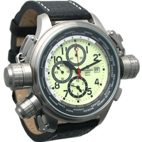Aeromatic 1912 Luminous Dial, Alarm Chronograph and World City Scale #A1404