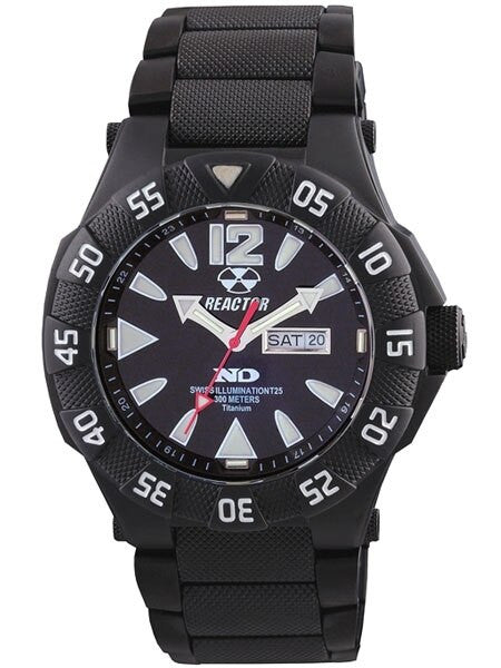 Reactor Gamma Ti 300 Meter Dive Watch with Never Dark Illumination and Black Titanium Case #52501