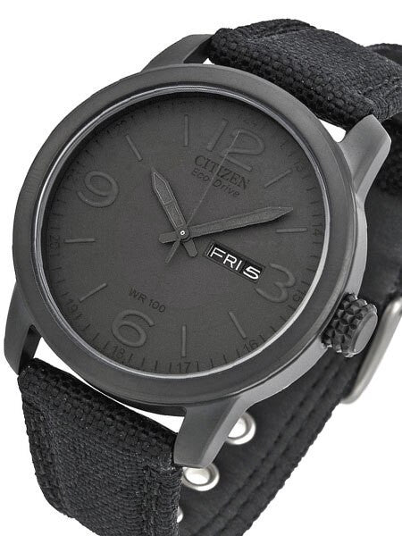 Citizen Eco-Drive Grey PVD Sport Watch with Charcoal Canvas Strap #BM8475-00F