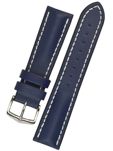 Hirsch Blue Heavy Calf Leather Watch Strap #014750-80