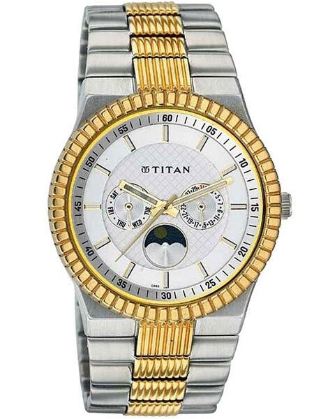Titan Two-tone Tycoon Quartz Dress Watch with Day, Date and Moonphase #1532BM01