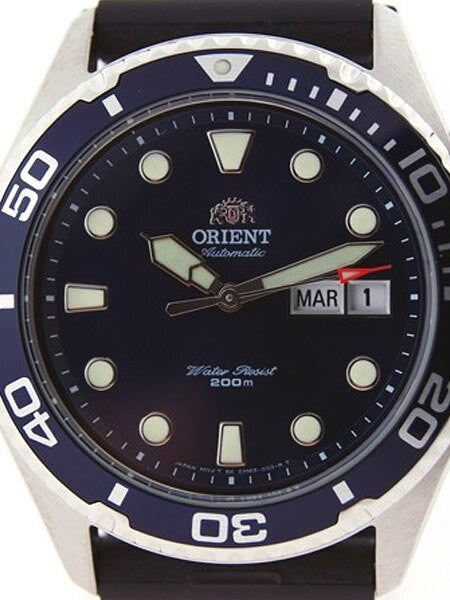 Orient Ray Blue Dial 21-Jewel Automatic Dive Watch on Rubber Strap #EM6500CD