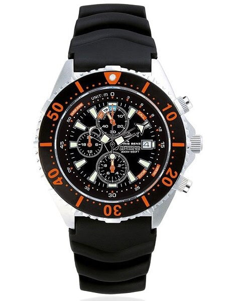 Chris Benz Professional Depthmeter, 300 Meter Dive Watch with Chronograph #CB-C300-O-KBS