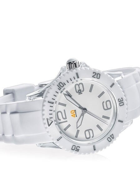 40Nine Clear Plastic 46mm Case with White Silicone Rubber Strap #40NINE02-ALLWHITE