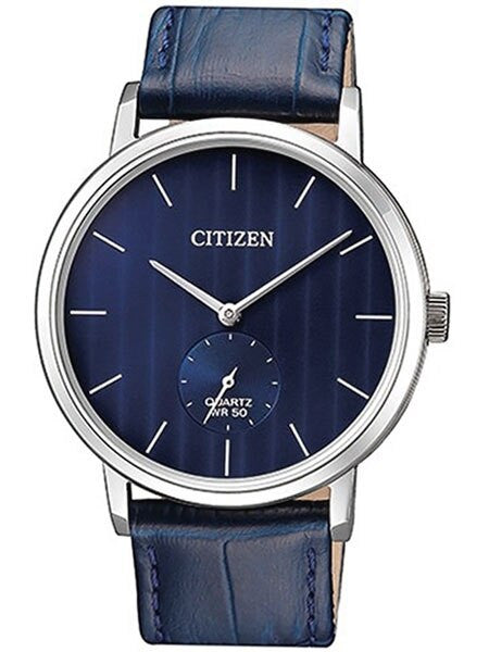 Citizen Quartz Dress Watch with Blue Dial and Leather Strap #BE9170-05L