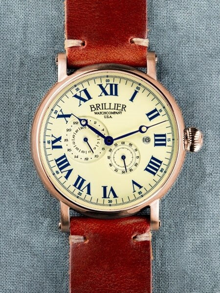 Brillier 43mm Klassique Automatic Watch with Horween Leather Strap #BR-11
