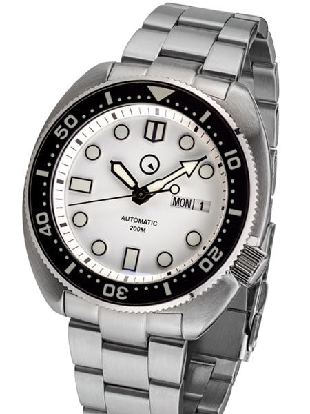 Islander White Dial Automatic Dive Watch with AR Double Dome Sapphire Crystal, and Luminous Ceramic Bezel Insert #ISL-29