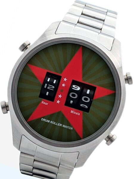 Red Star Quartz Drum Roller Watch with 44mm Case #8395G-A