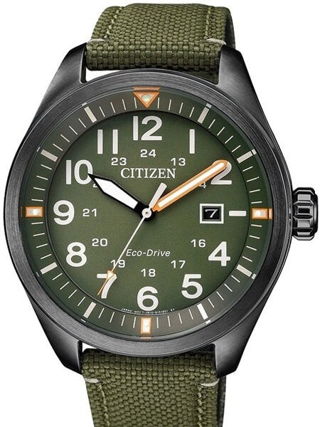Citizen Military Watch Eco-Drive Green Dial with Green Nylon Strap #AW5005-21Y