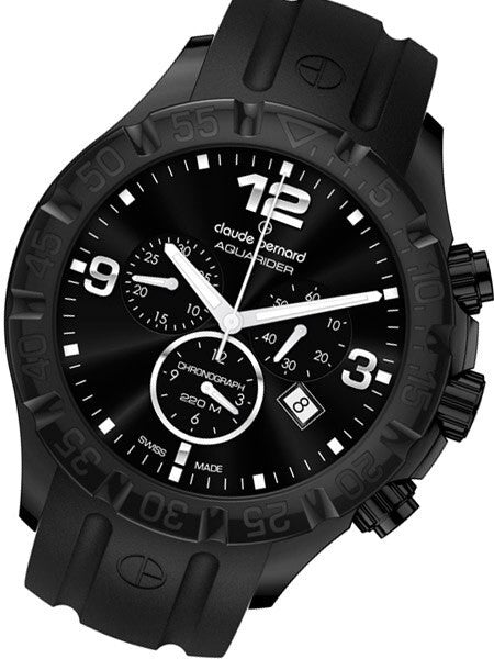 Claude Bernard Aquarider Black PVD Case Chronograph Dive Watch #10201-37N-NIN