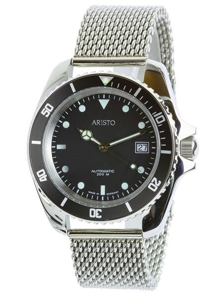 Aristo Maritime Swiss Automatic Watch with 42mm Case and Polished Mesh Bracelet #4H130