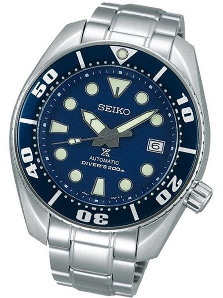 Scratch and Dent - Seiko Sumo Prospex Automatic Dive Watch with Blue Dial and Stainless Steel Bracelet #SBDC033