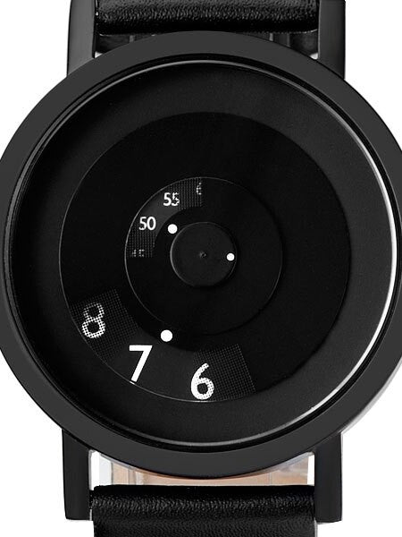 Projects 40mm Black Reveal Quartz Watch with Matching Leather Strap #7203BL-40