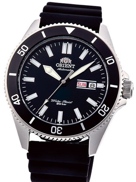 Orient Kanno Black Dial Automatic Dive Watch with Black Rubber Dive Strap #RA-AA0010B19A